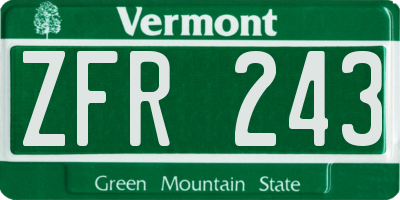 VT license plate ZFR243