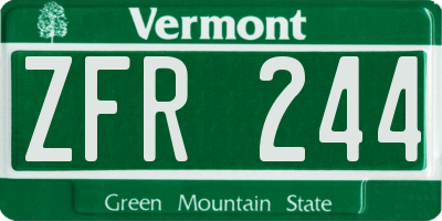 VT license plate ZFR244