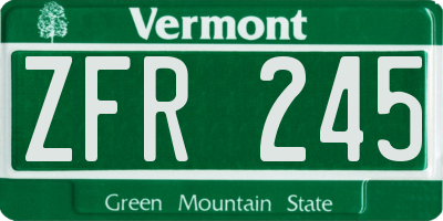 VT license plate ZFR245