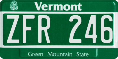 VT license plate ZFR246