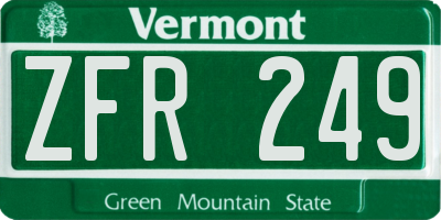 VT license plate ZFR249