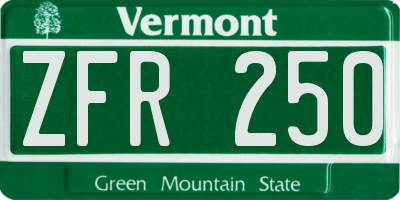VT license plate ZFR250