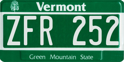 VT license plate ZFR252