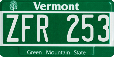 VT license plate ZFR253