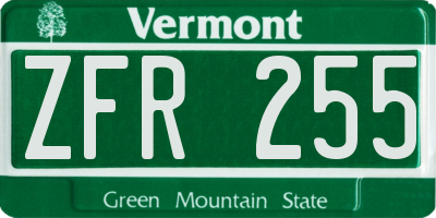 VT license plate ZFR255
