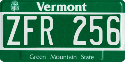 VT license plate ZFR256