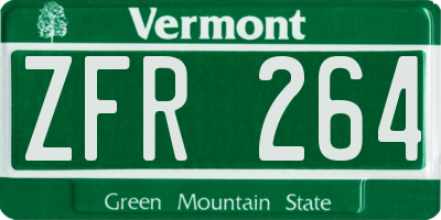 VT license plate ZFR264