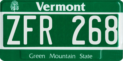 VT license plate ZFR268