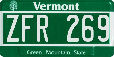 VT license plate ZFR269