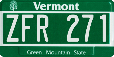 VT license plate ZFR271