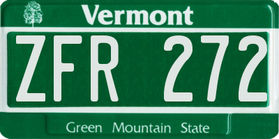 VT license plate ZFR272