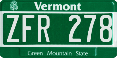 VT license plate ZFR278