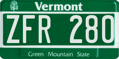 VT license plate ZFR280