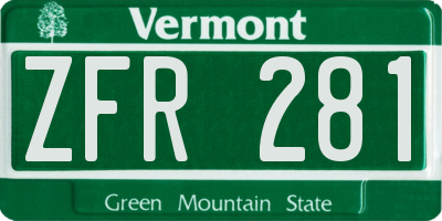 VT license plate ZFR281