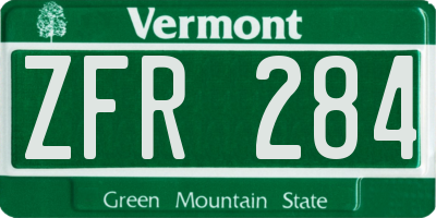 VT license plate ZFR284