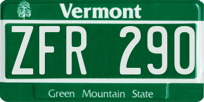VT license plate ZFR290