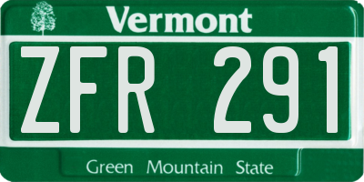 VT license plate ZFR291