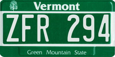 VT license plate ZFR294