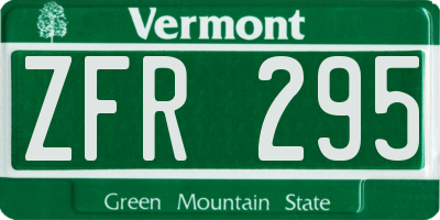 VT license plate ZFR295