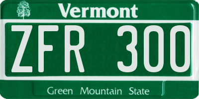 VT license plate ZFR300