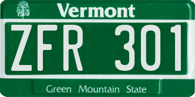 VT license plate ZFR301