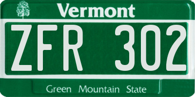 VT license plate ZFR302