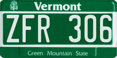 VT license plate ZFR306
