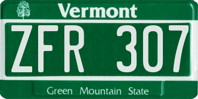 VT license plate ZFR307