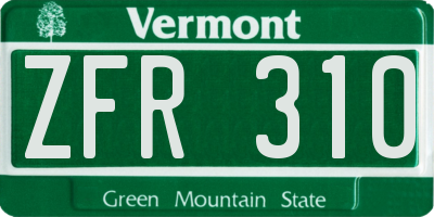 VT license plate ZFR310