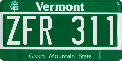 VT license plate ZFR311
