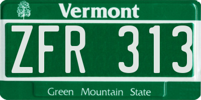 VT license plate ZFR313