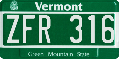 VT license plate ZFR316