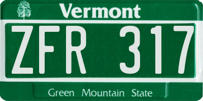 VT license plate ZFR317