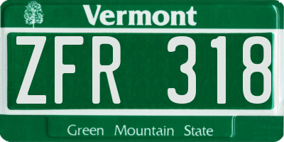 VT license plate ZFR318