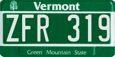 VT license plate ZFR319