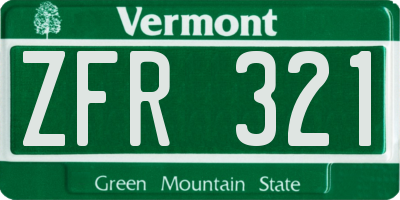 VT license plate ZFR321