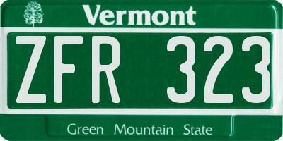 VT license plate ZFR323