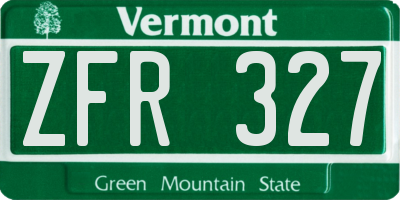 VT license plate ZFR327