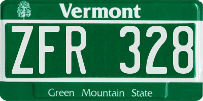 VT license plate ZFR328