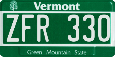 VT license plate ZFR330