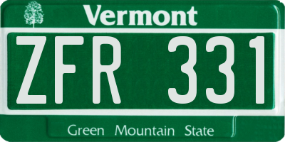 VT license plate ZFR331