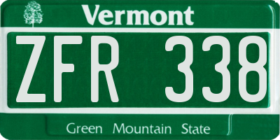 VT license plate ZFR338