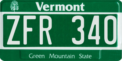 VT license plate ZFR340