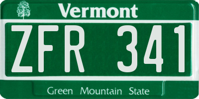 VT license plate ZFR341