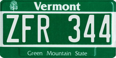 VT license plate ZFR344