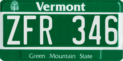 VT license plate ZFR346
