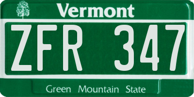 VT license plate ZFR347