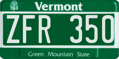 VT license plate ZFR350