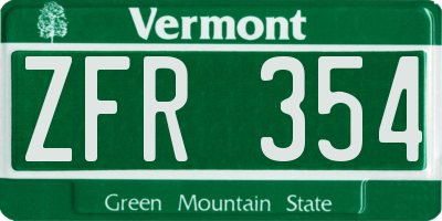 VT license plate ZFR354