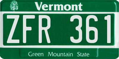 VT license plate ZFR361